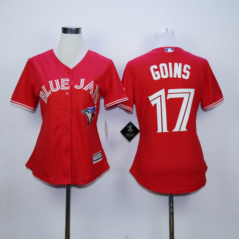 Women Toronto Blue Jays #17 Goins Red MLB Jerseys->toronto blue jays->MLB Jersey